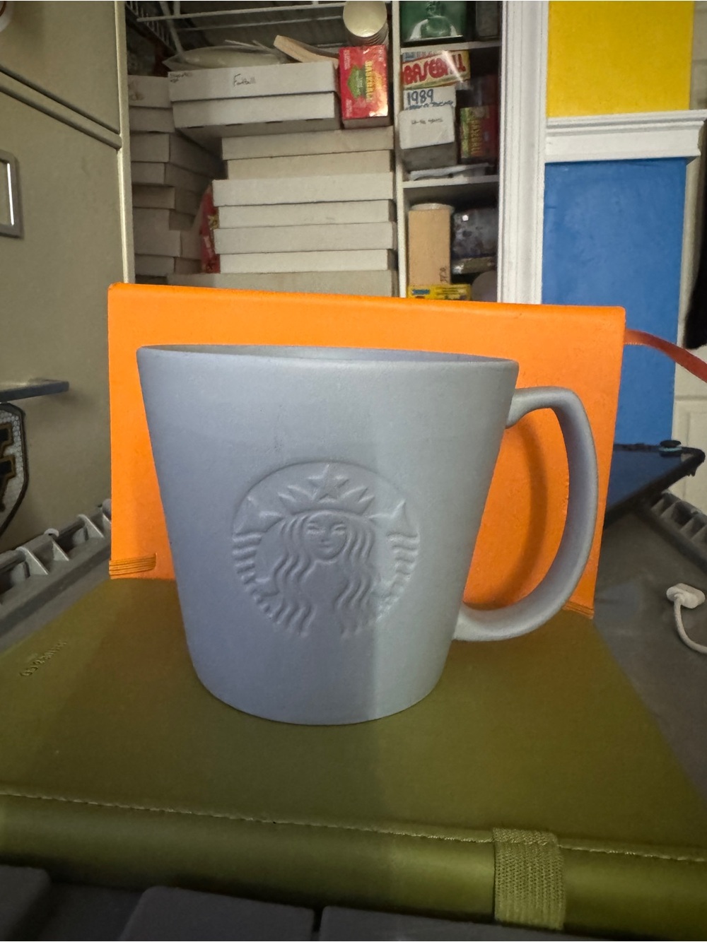 Starbucks Anniversary Light Gray Embossed Logo Mug